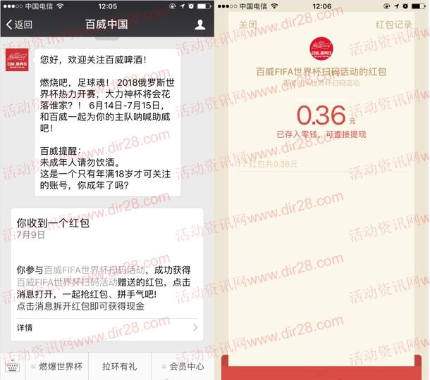 百威中国拉环有礼抽0.3-88.8元微信红包，手机话费奖励