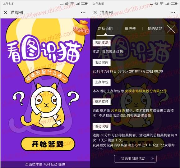 CTR众拍猜猜我是什么猫抽奖送最少1元微信红包奖励