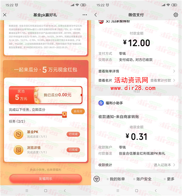 创金合信基金解密宝藏基瓜分5万元微信红包 亲测中0.3元