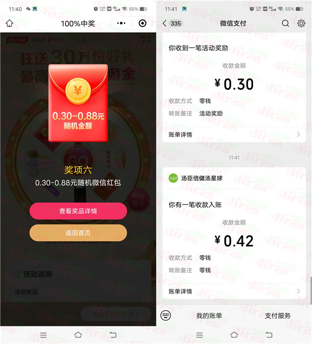 汤臣倍健宠粉礼遇抽6万个微信红包、实物 亲测中0.42元秒推